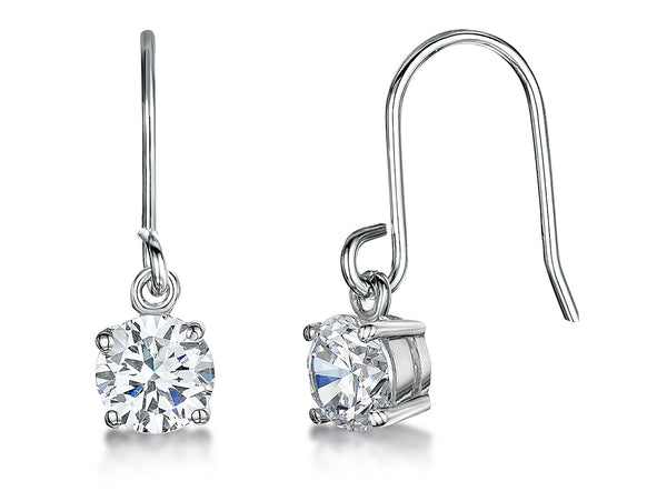 A pair of sterling silver fishhook earrings with cubic zirconia stones-Jools by Jenny Brown