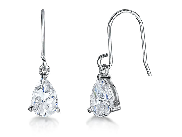 Sterling Silver Pear Cut Cubic Zirconia Drop Earrings - JOOLS By Jenny Brown