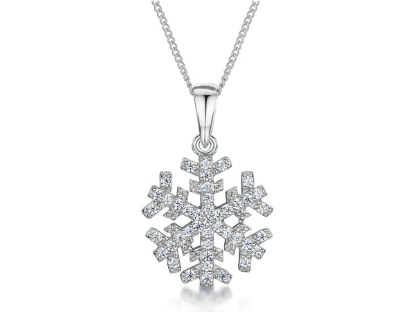 Sterling Silver Encrusted Zirconia Snowflake Pendant - JOOLS By Jenny Brown