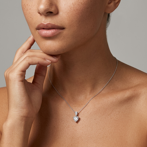 Sterling Silver 1.3 Carat White Zirconia Heart Pendant