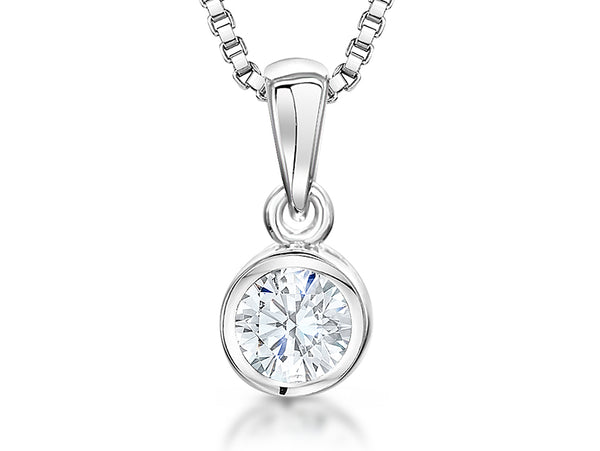Sterling Silver Half Carat Cubic Zirconia Solitaire Pendant-JOOLS by Jenny Brown