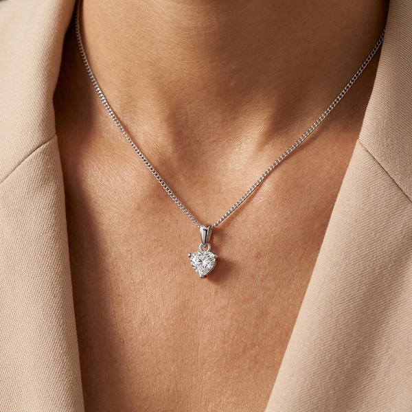 Sterling Silver Heart Pendant With Cubic Zirconia