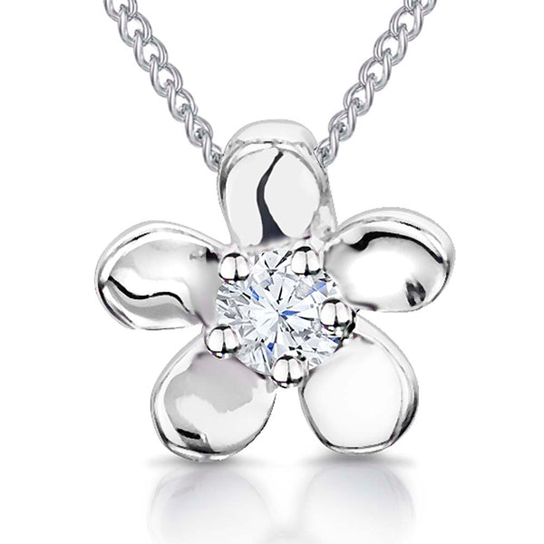 Sterling Silver Five Petal Flower Pendant - JOOLS By Jenny Brown