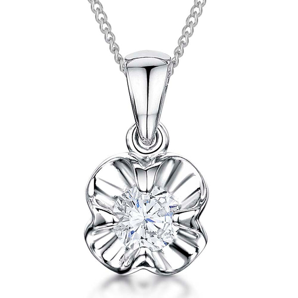 Sterling Silver Small Crinkled Petal Pendant - JOOLS By Jenny Brown