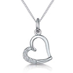 Load image into Gallery viewer, Sterling Silver Half Set Heart Pendant
