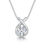 Load image into Gallery viewer, Sterling Silver White Zirconia Ribbon Necklacee