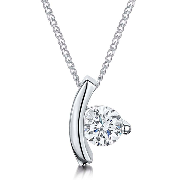Sterling Silver Petite Pendant With Cubic Zirconia Set Against Silver Curve - JOOLS By Jenny Brown