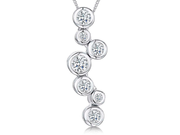 A sterling silver bubble pendant containing multiple cubic zirconia stones in a vertical arrangement,-JOOLS by Jenny Brown