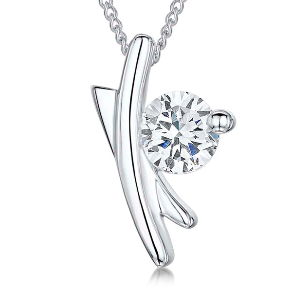 Sterling Silver Cubic Zirconia Kiss Pendant - JOOLS By Jenny Brown