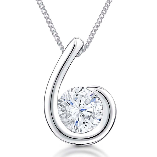 Sterling Silver Curled Solitaire Pendant - JOOLS By Jenny Brown