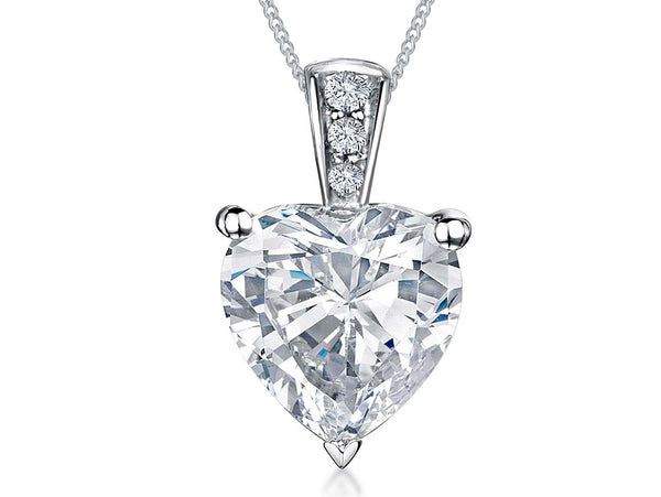 Sterling Silver Cubic Zirconia Solitaire Heart Pendant - JOOLS By Jenny Brown