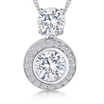 Load image into Gallery viewer, Sterling Silver Pave Halo Surround Cubic Zirconia Pendant