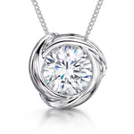 Load image into Gallery viewer, Sterling Silver 1.3 Carat Cubic Zirconia Solitaire Pendant In A Swirl Surround - JOOLS By Jenny Brown