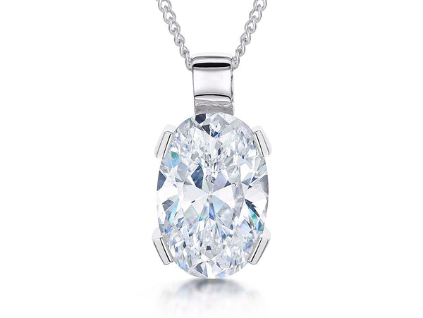 Sterling Silver Large Oval Cubic Zirconia Pendant - JOOLS By Jenny Brown