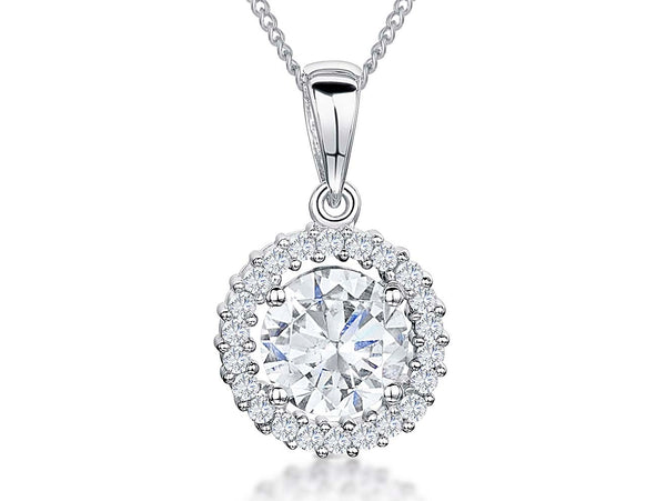 Sterling Silver Round Halo Pendant - JOOLS By Jenny Brown