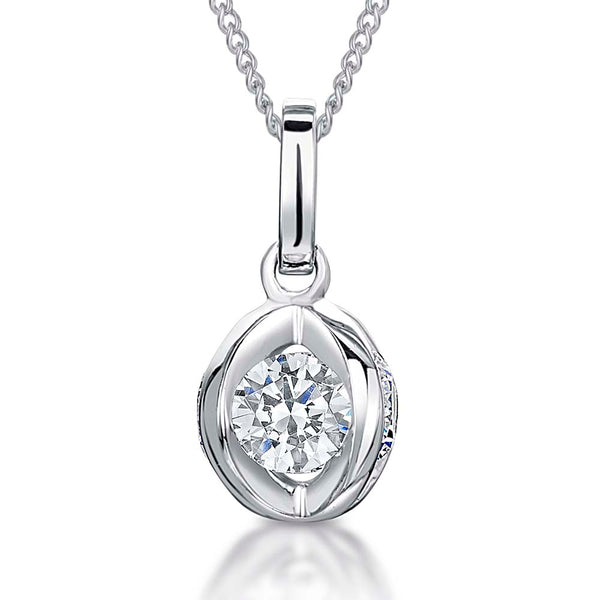 Sterling Silver Ball Pendant Open Set With Four Cubic Zirconia Round Stones - JOOLS By Jenny Brown