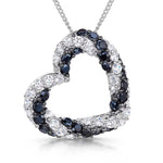 Load image into Gallery viewer, Sterling Silver Pendant Set With Black and White Cubic Zirconia Heart