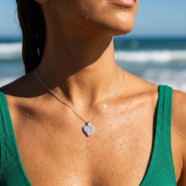 Sterling Silver Pave Heart Pendant