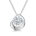 Load image into Gallery viewer, Sterling Silver Twist Rubover Set Cubic Zirconia