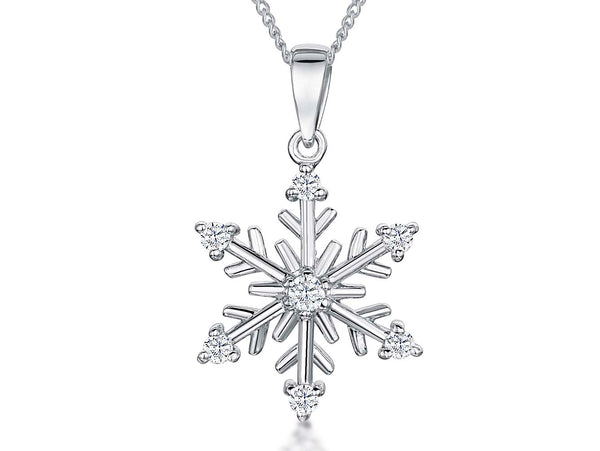 Sterling Silver Cubic Zirconia Snowflake Pendant - JOOLS By Jenny Brown