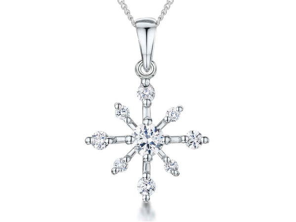 Sterling Silver Spiky Cubic Zirconia Snowflake Pendant - JOOLS By Jenny Brown