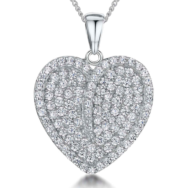 A sterling silver heart-shaped pendant pave set with cubic zirconia stones,-JOOLS by Jenny Brown