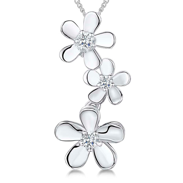 Sterling Silver Three Polished Petals Drop Pendant