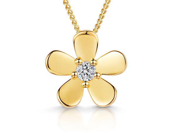 Yellow Gold Flower Cubic Zirconia Centre Pendant - JOOLS By Jenny Brown