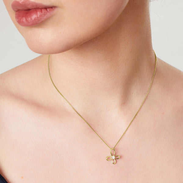 Gold vermeil necklace with a bow-shape-on a yelow gold cahin-JOOLS by Jenny Brown
