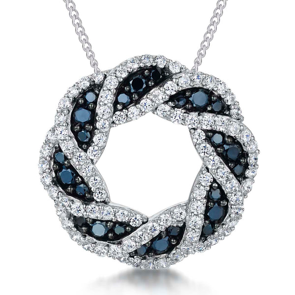 Sterling Silver Pave Set Woven Garland Pendant - JOOLS By Jenny Brown