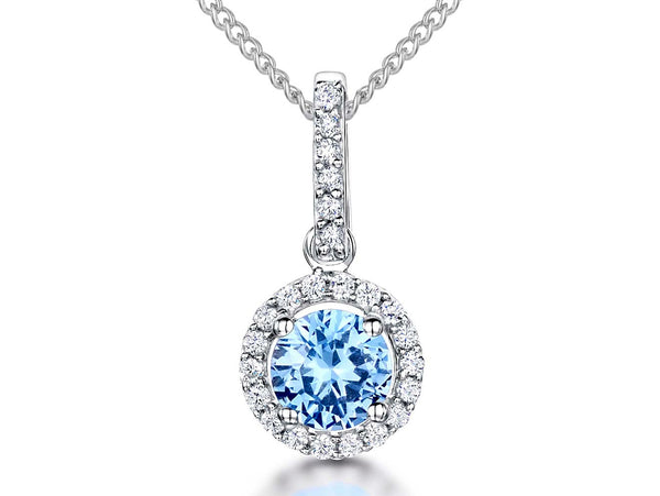 Sterling Silver Sky Blue Halo Necklace - JOOLS By Jenny Brown