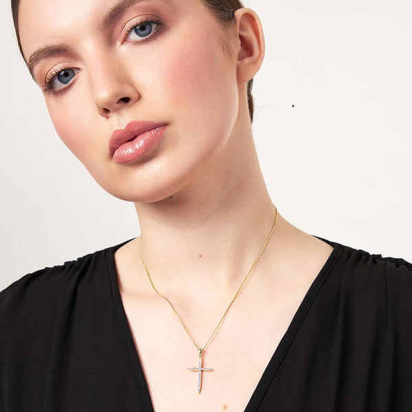 Yellow Gold Large Pointed Cross Pendant