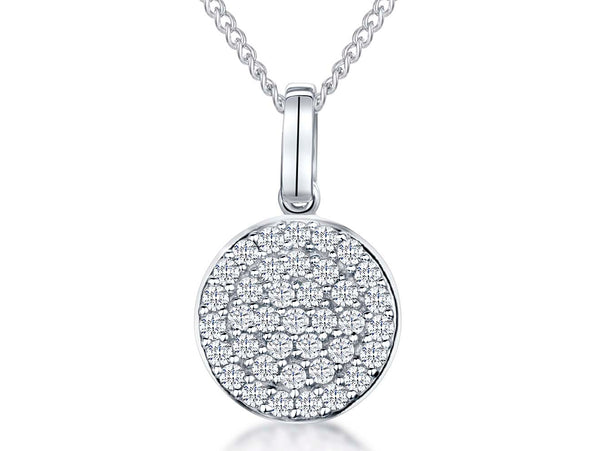 A sterling silver disc pendant set with cubic zirconia stones,-JOOLS by Jenny Brown