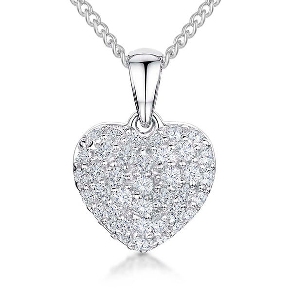 Sterling Silver Small Bubbly Pave Heart Pendant - JOOLS By Jenny Brown