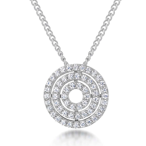 Sterling Silver Pave Set Circle Disc Pendant - JOOLS By Jenny Brown