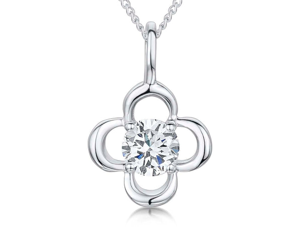 Sterling Silver And White Zirconia Open Flower Pendant - JOOLS By Jenny Brown