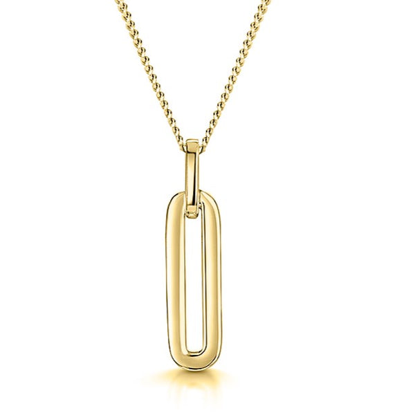 Plain Yellow Gold Paperlink Drop Pendant-JOOLS by Jenny Brown