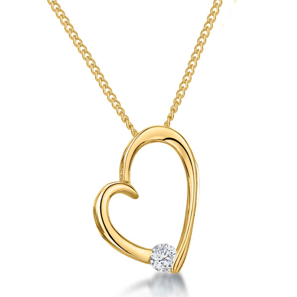 Yellow Gold Open Heart Pendant Set With Small Cubic Zirconia - JOOLS By Jenny Brown