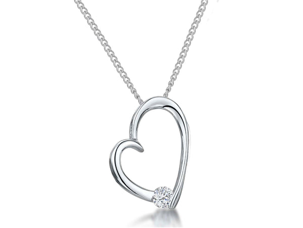 Sterling Silver Small Cubic Zirconia Tipped Heart Pendant - JOOLS By Jenny Brown