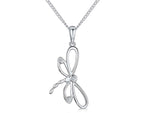 Load image into Gallery viewer, A sterling silver necklace with an open butterfly pendant set with cubic zirconia, attached to a silver chain.-JOOLS by Jenny Brown