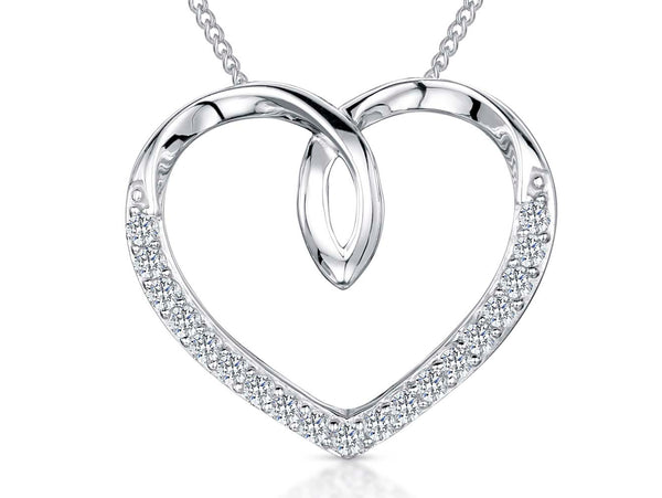 Sterling Silver Half Set Twist Heart Pendant - JOOLS By Jenny Brown