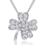 Load image into Gallery viewer, Sterling Silver Cubic Zirconia Four Leaf Clover Pendant