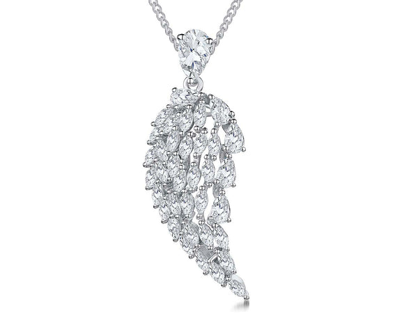 Sterling Silver Angel Wing Cubic Zirconia Pendant-JOOLS by Jenny Brown