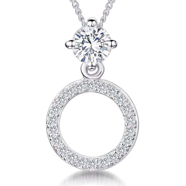 Sterling Silver Open Circle Pendant With Solitaire Bale