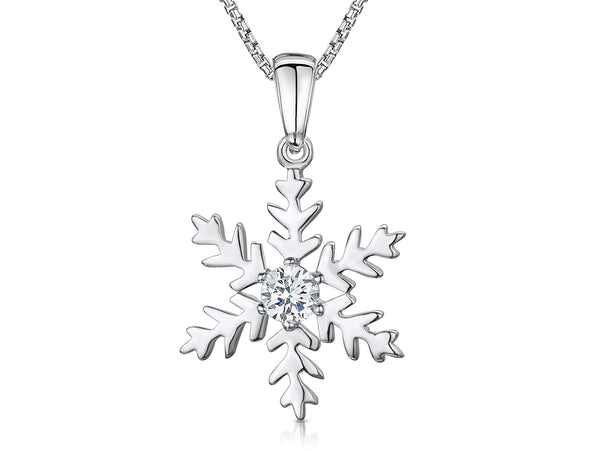 Sterling Silver Snowflake Pendant Set with a Quarter Carat Cubic Zirconia JOOLS By Jenny Brown