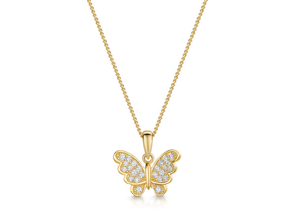 Yellow Gold Butterfly In Flight Necklace-JOOLS by Jenny Brown