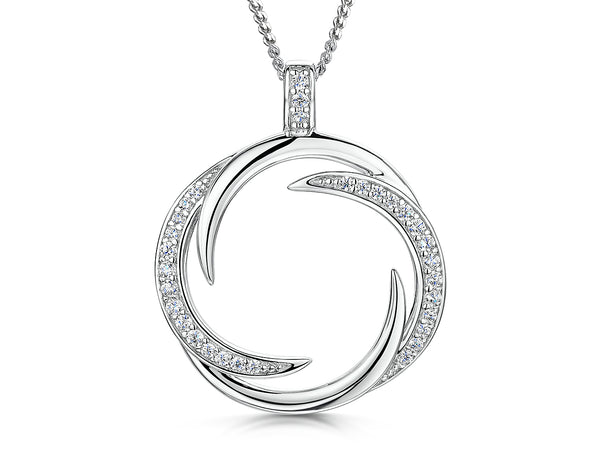 Sterling Silver Cubic Zirconia Overlapping Curl Pendant - JOOLS By Jenny Brown