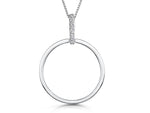 Load image into Gallery viewer, Sterling-Silver-Polished-Open-Circle-Pendant-Set-Featuring-A-White-Zirconia-Set-Bale