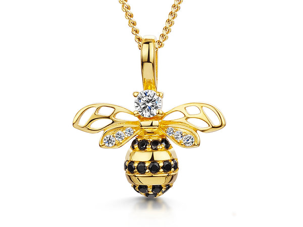 Yellow Gold Large Bumble Bee Necklace-JOOLS by Jenny Brown