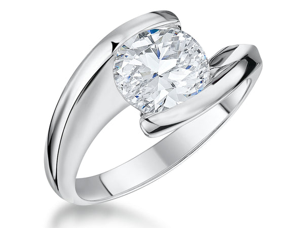 Sterling Silver Solitaire 2 Carat Cubic Zirconia Ring - JOOLS By Jenny Brown